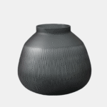 Grey Ribbed Glass Vase