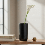 Ceramic Matte Black Tall Vase - Image 2